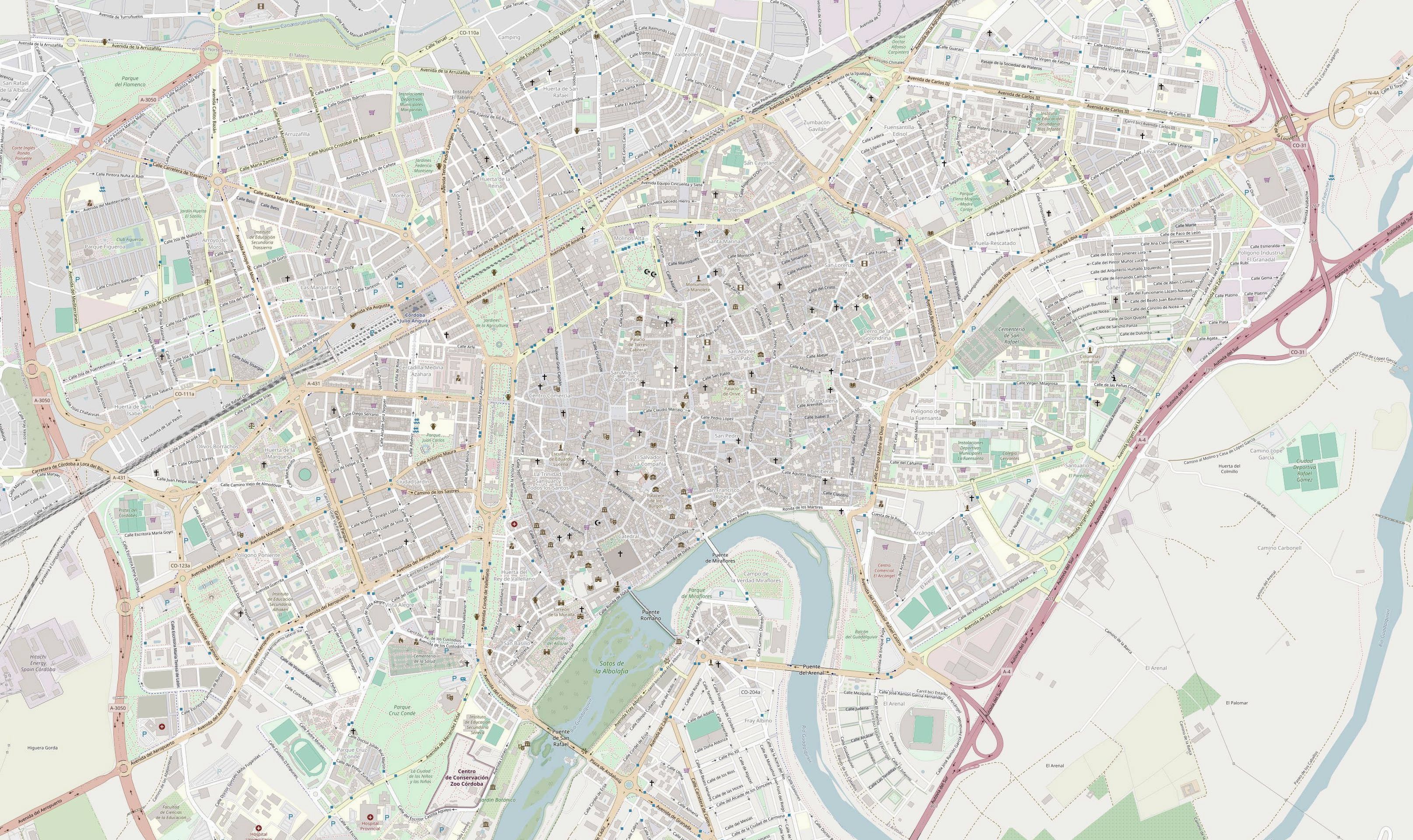Plano de Córdoba con el recorrido